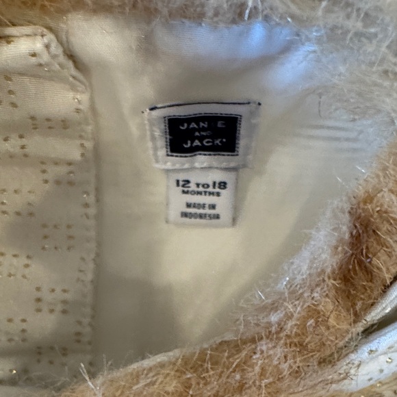 Janie and Jack Elegant Cream Dress with Faux Fur Collar - Picture 2 of 6